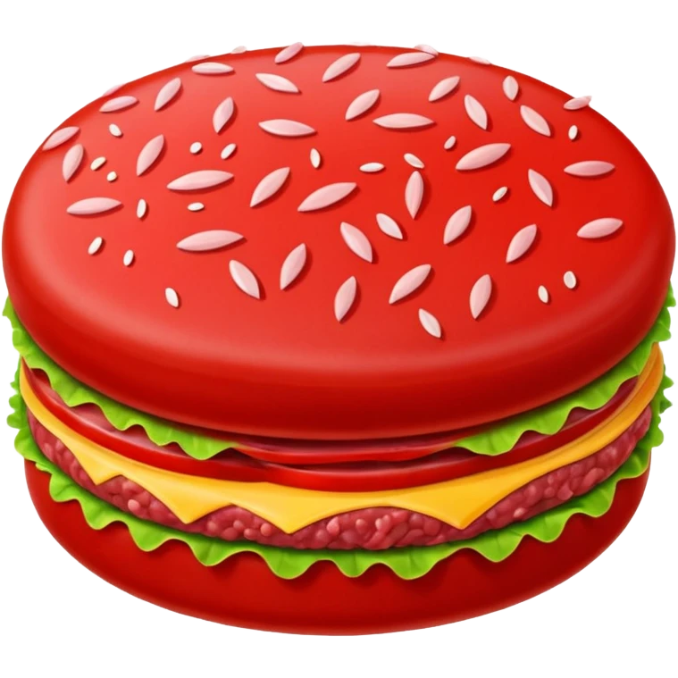 single raw beef patty, round, vivid red, dense compact, visible strands, domed top, clean edges, moist fresh, no garnish, herbs, plate, or extras, soft lighting, emoji scale emoji