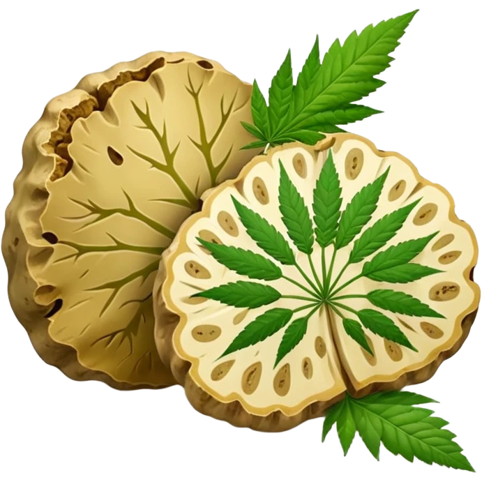 slices of white truffle with cannabis leaf emoji