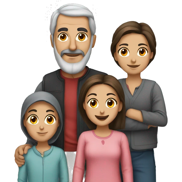 Turkish parents with 4 children emoji