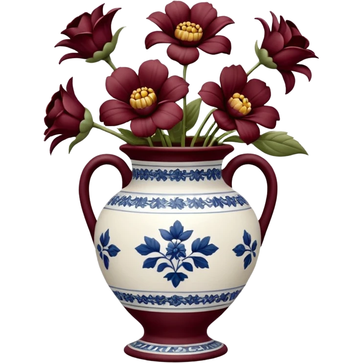 Burgundy flowers in vintage vase emoji