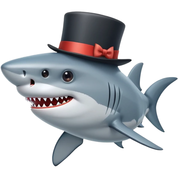 Shark with a top hat emoji