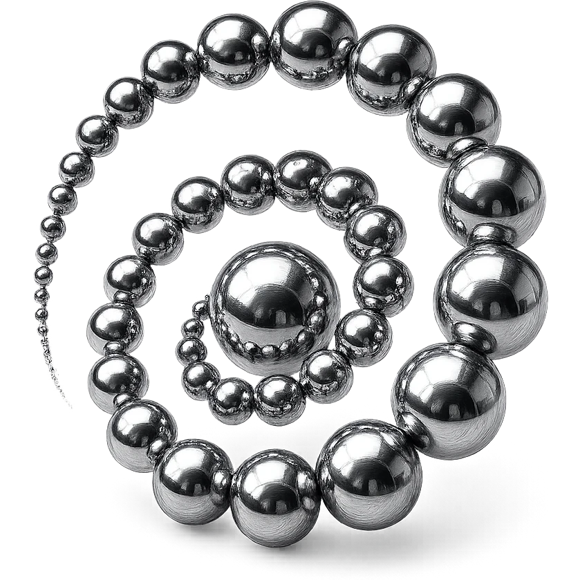 stylized chrome spiral made of shiny spheres, futuristic and smooth emoji