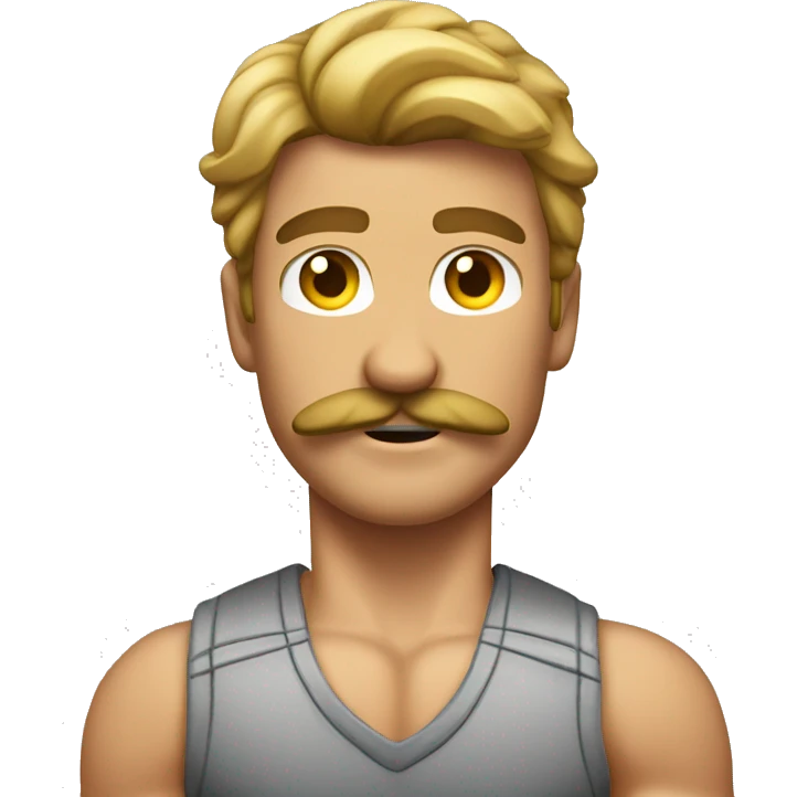 flexing muscular man with a mustache and a mullet emoji