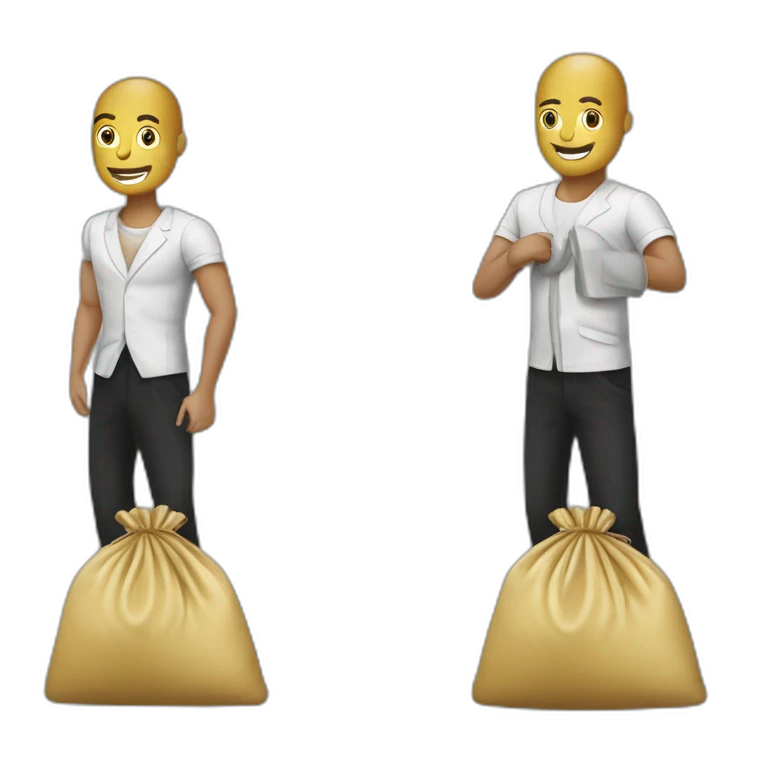 Ladron con saco de dinero y con ropa de rayas blancas y negras como corriendo  emoji
