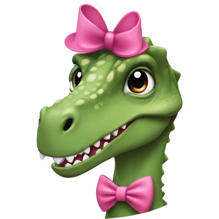 Dinosaur with pink bow and makeup emoji