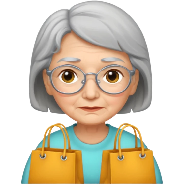 grey hair short bags grandma emoji