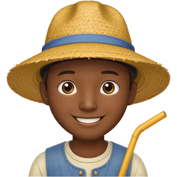 Chinese guy stereotype with straw hat and little eyes emoji