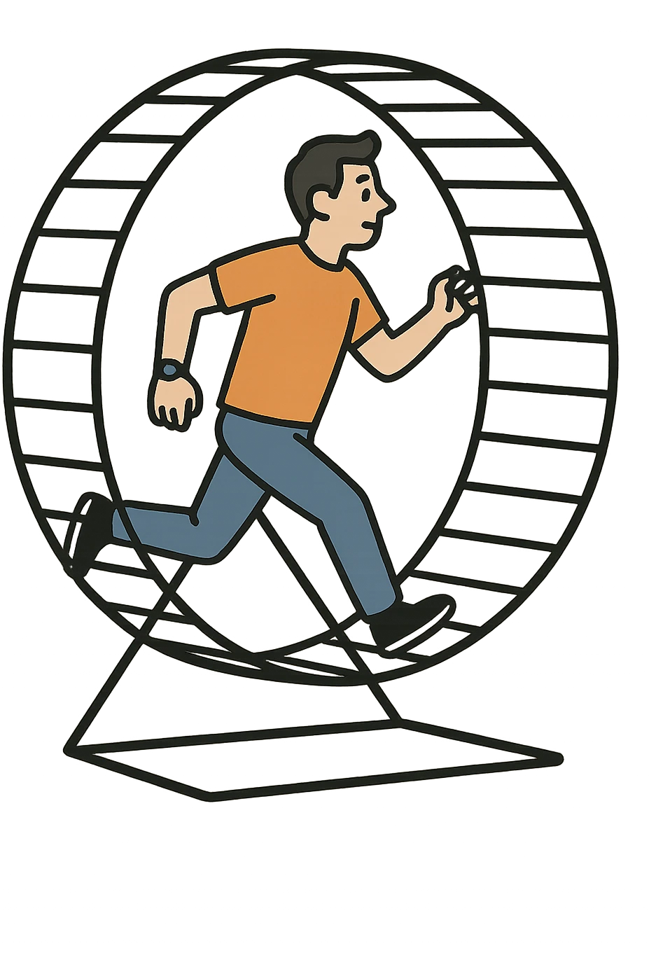 Uomo che corre dentro la ruota del criceto emoji