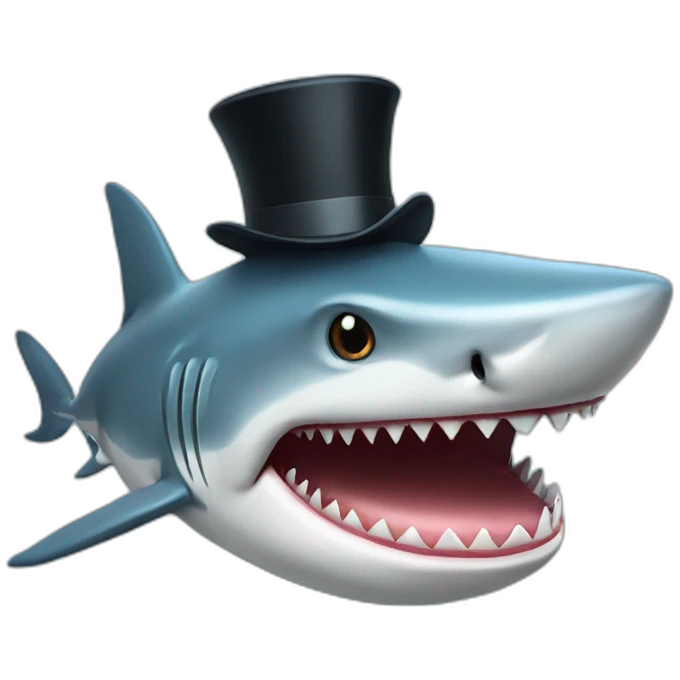Shark with a top hat emoji