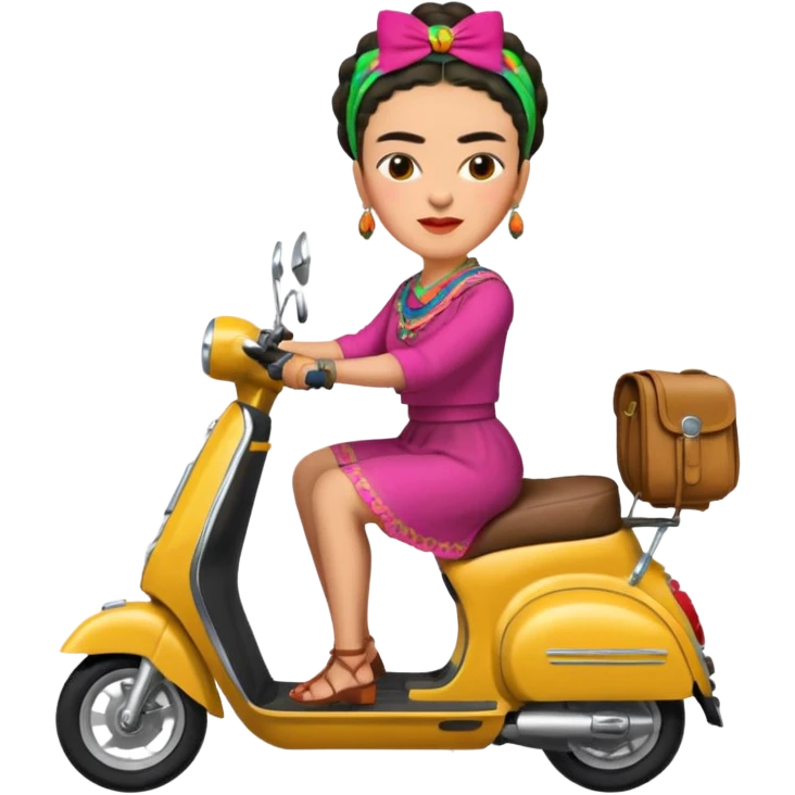 Frida Kahlo driving a scooter emoji