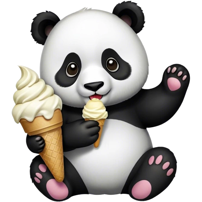 Panda eating ice cream emoji