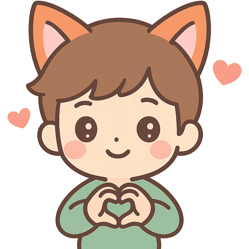cute boy with fox ears, expressing love, charming and endearing style emoji