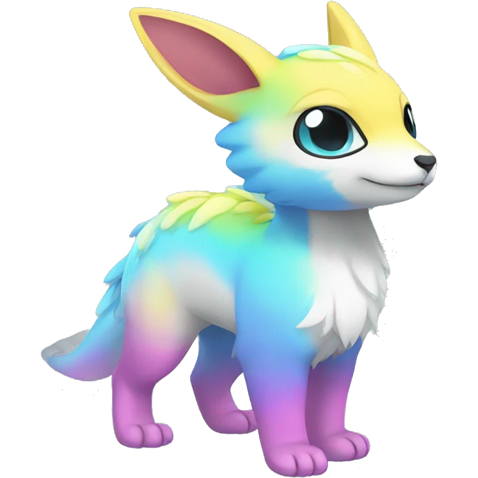 Cute cool shiny colorful animal hybrid Fakemon full body emoji