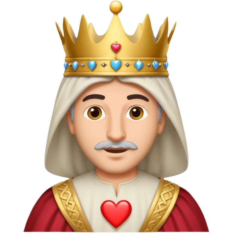 white arab man as king on heart card, emoji style emoji