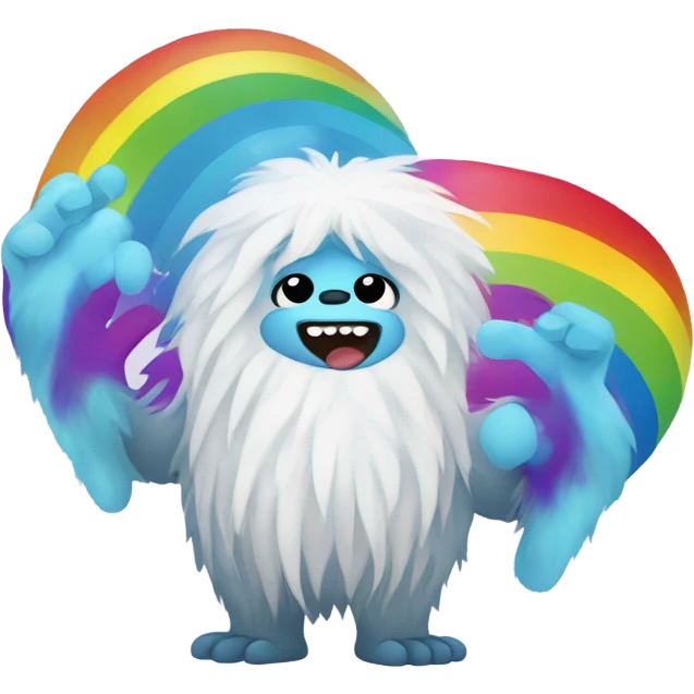a yeti holding rainbow poop emoji emoji