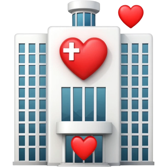 hospital building with a heart symbol emoji