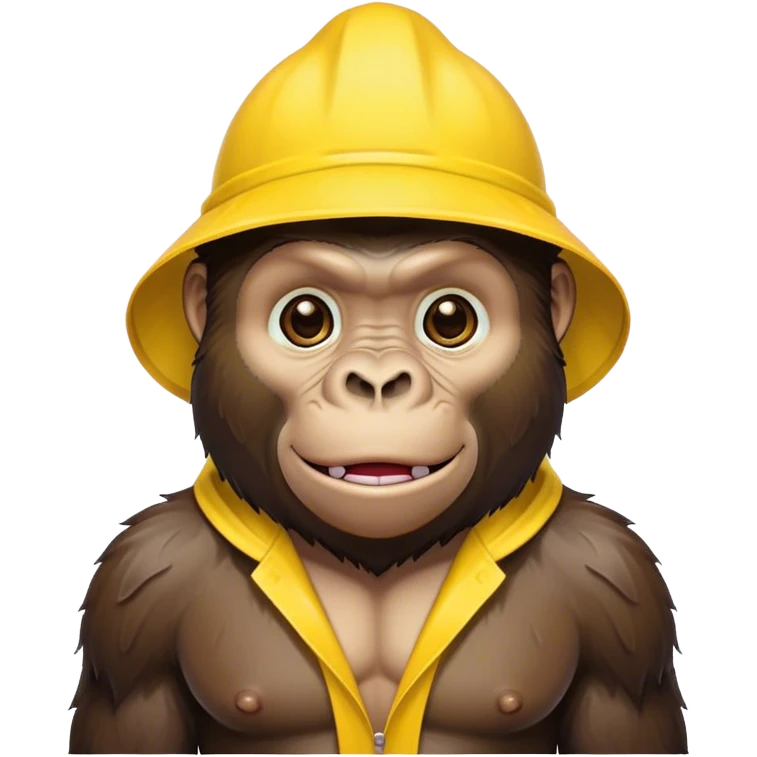 Gorilla wearing a yellow rain hat  emoji