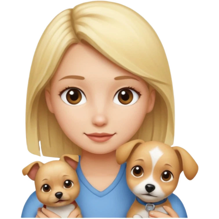 blonde girl with small dog emoji