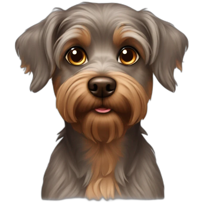 Grey brown dog yorkshire brown eyes emoji