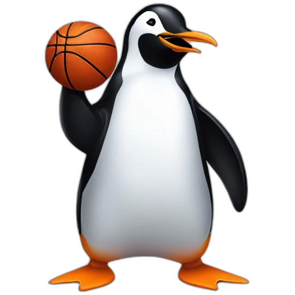 Penguin who dunks basketball emoji