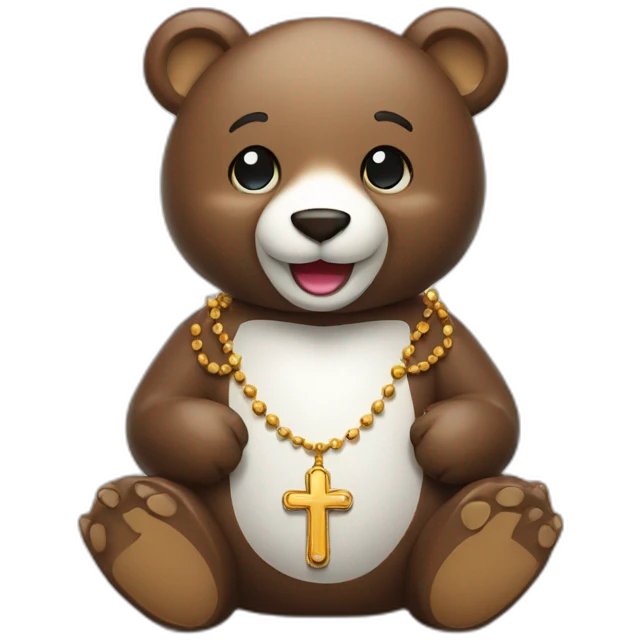 smiling bear with a rosary emoji
