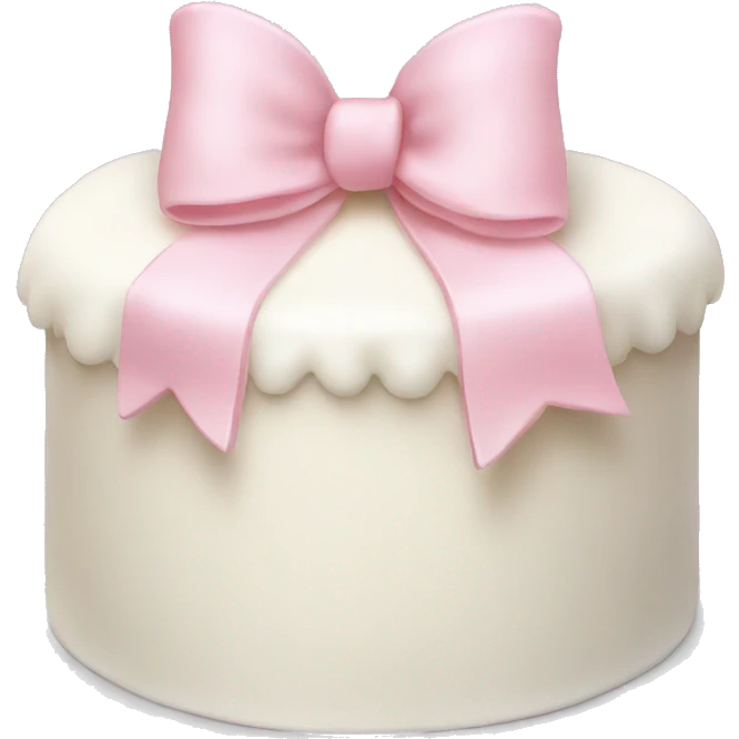 white cake with soft pink bow emoji