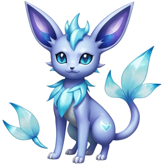 Shiny Cool Sparkly Cute Ethereal Espeon-Glaceon-Vaporeon-Fakemon-hybrid-fusion- full body emoji