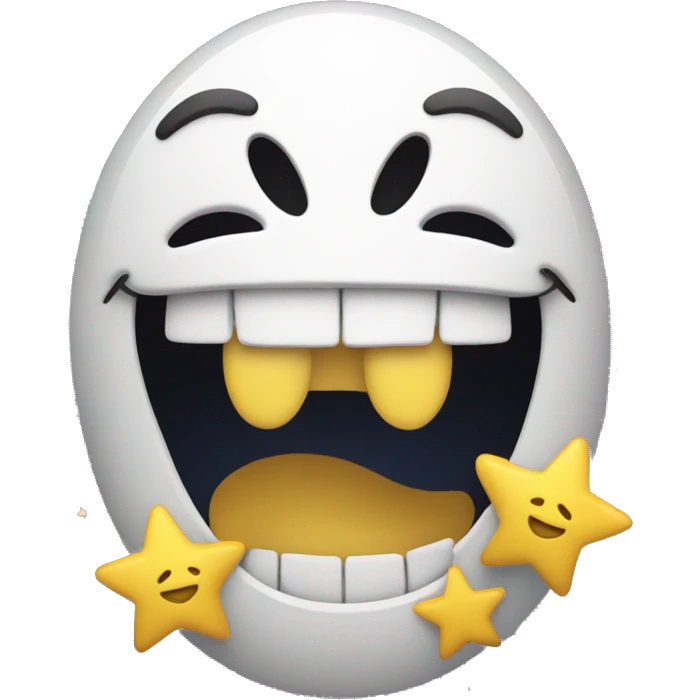 Happy smiley holding stars in his mouth emoji