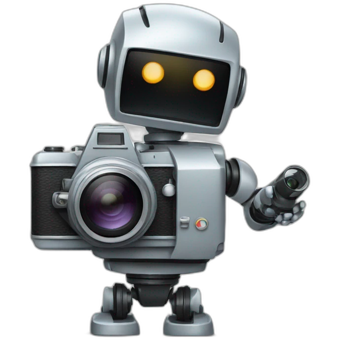 robot holding a film camera emoji