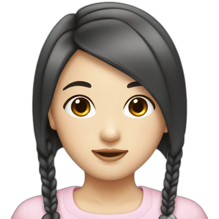 asian girl, hime-cut hairstyle emoji