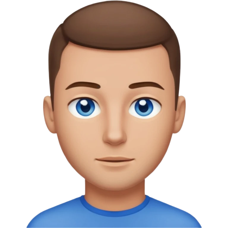 A guy with a buzzcut and blue eyes and brown hair  emoji