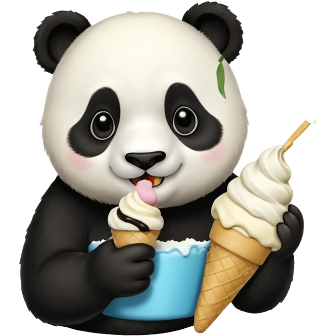 Panda eating ice cream emoji