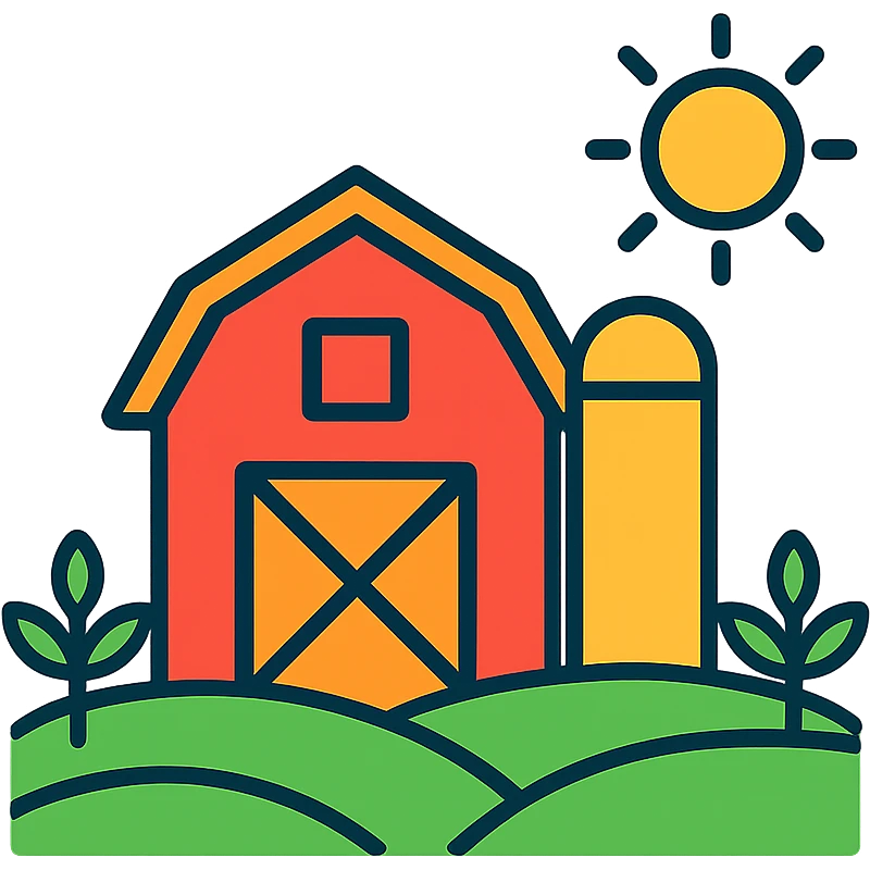 fram color-outlined icon, soft color accents, black outlines, modern and friendly emoji