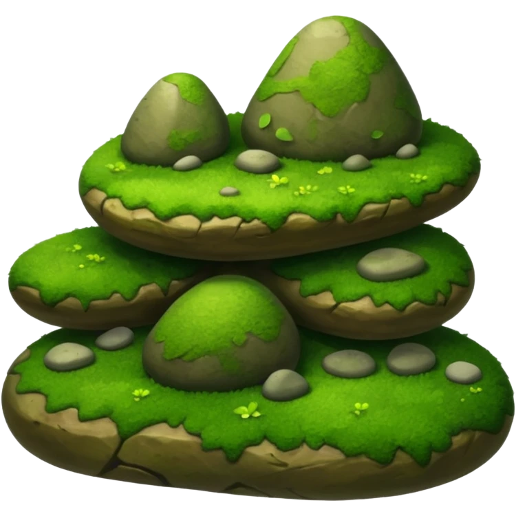 A patch of bright moss covering smooth forest stones. emoji