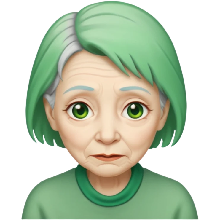green hair old woman emoji
