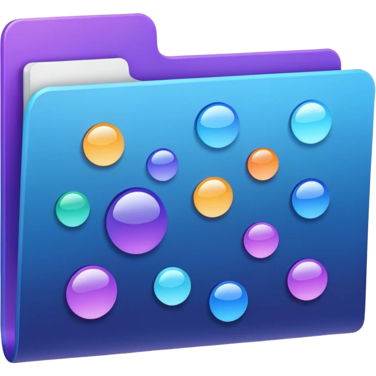  Show an open project panel or folder with small colorful elements inside, giving a sense of organized, exciting, and ready-to-explore projects. Include subtle glowing or movement effects to convey energy. Use harmonious colors like soft blues, purples, and creams.  emoji