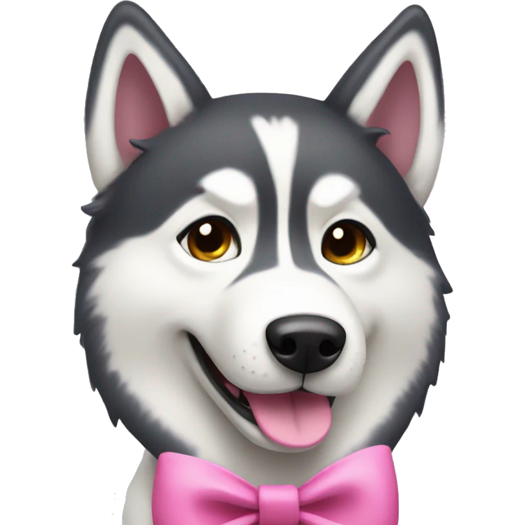 Husky with a pink bow winking  emoji