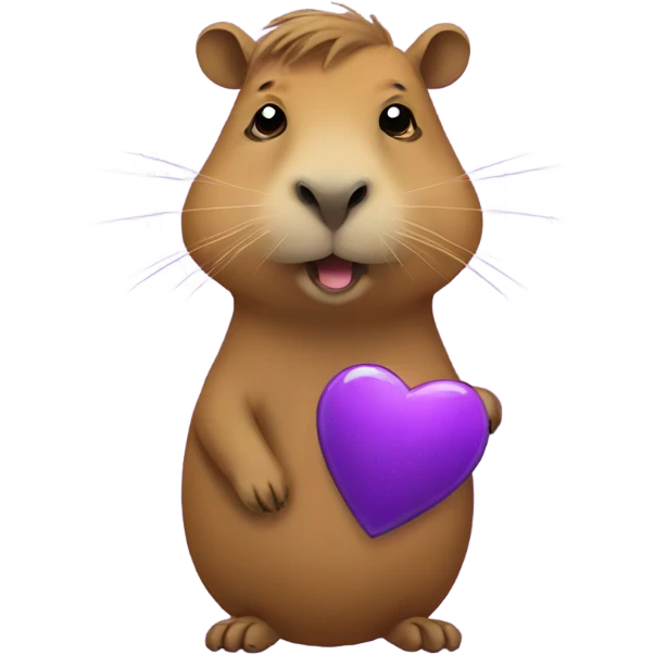 capibara with purple heart emoji