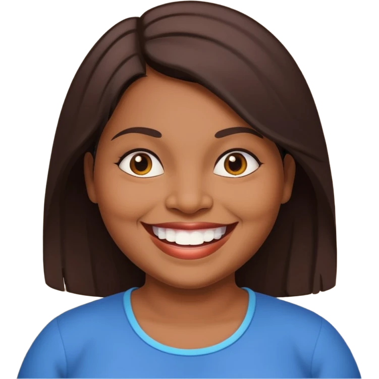 40 yr old chubby sri lankan woman, dark skin, straight brown hair, big smile, white teeth emoji