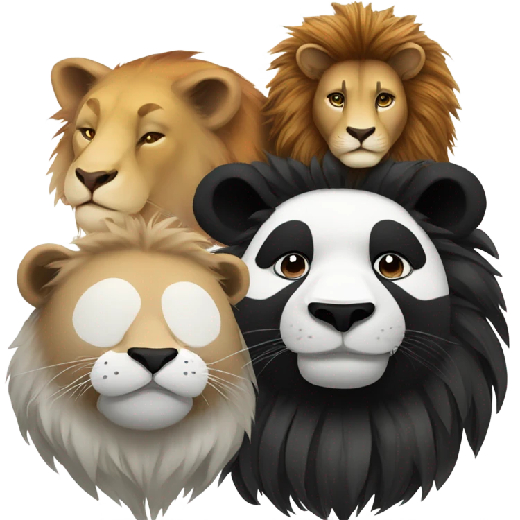 Panda and lion together  emoji
