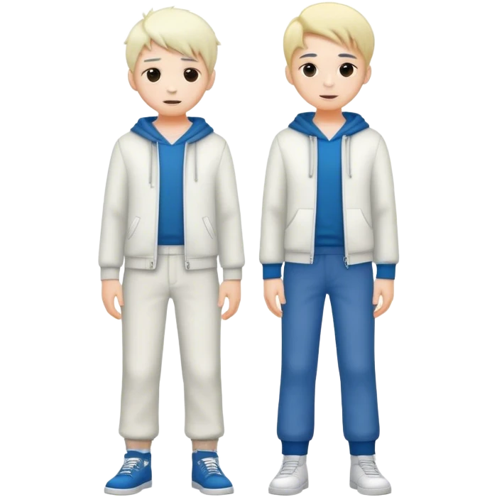 two best friends boys white skin full height different cloth emoji