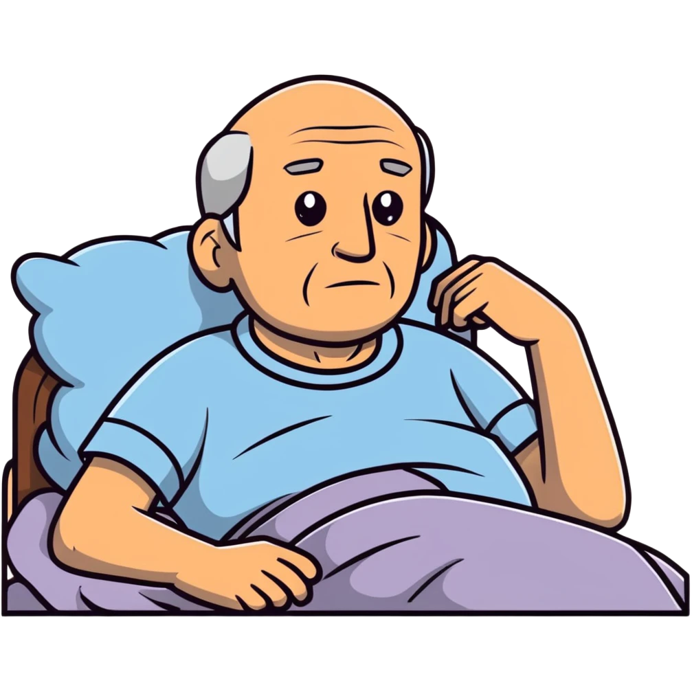 elderly grandfather in peaceful rest with stars emoji