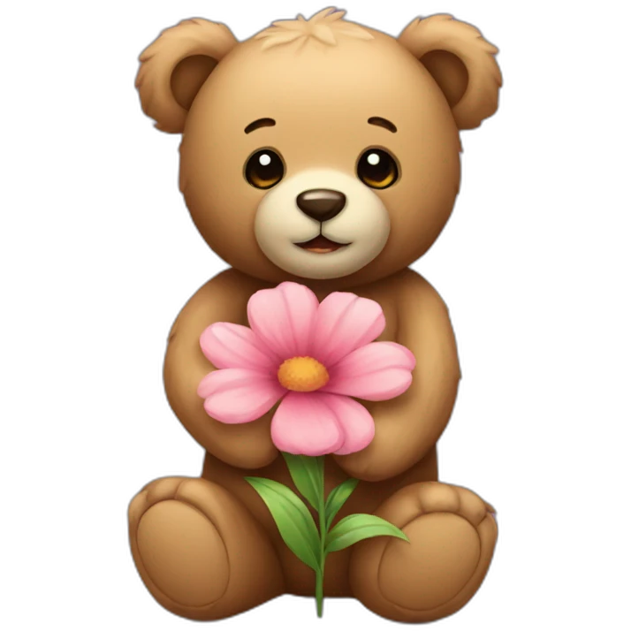 Teddy Bear holding a flower emoji