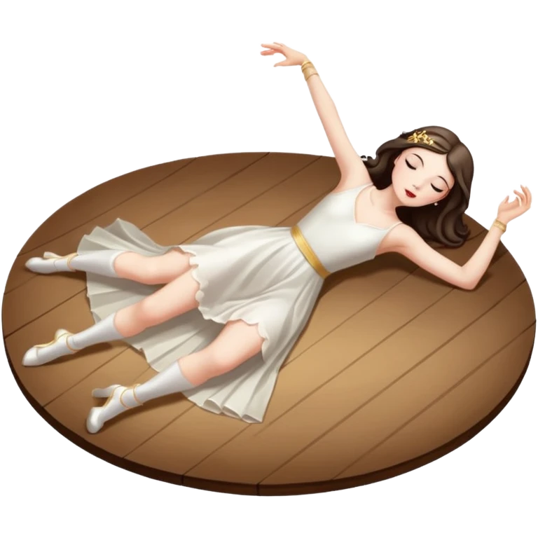 Dancer dead on stage full body lyiing on floor emoji