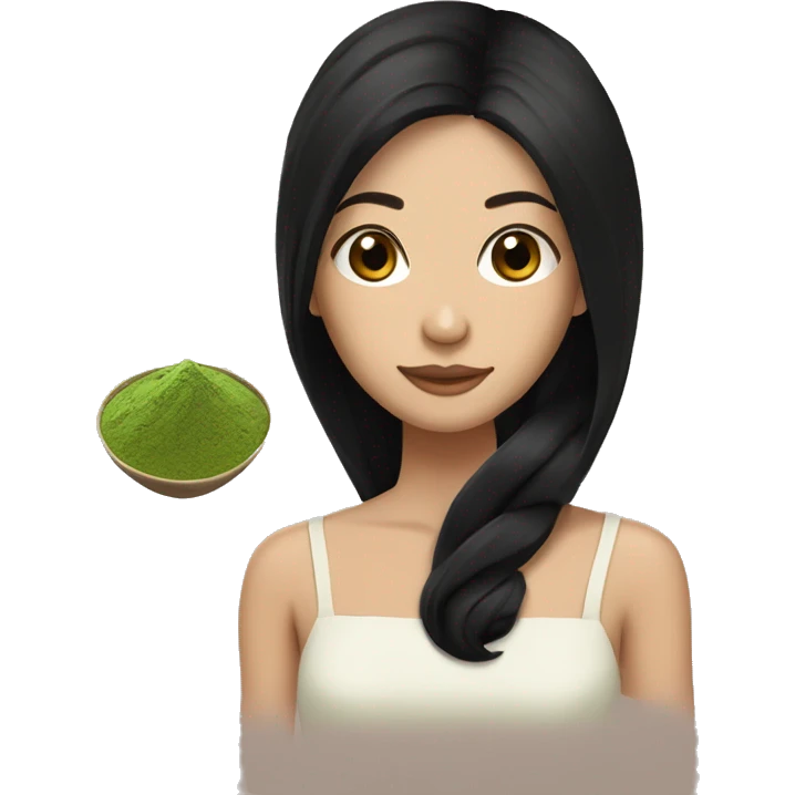 brunette with black hair Long snay with matcha  emoji