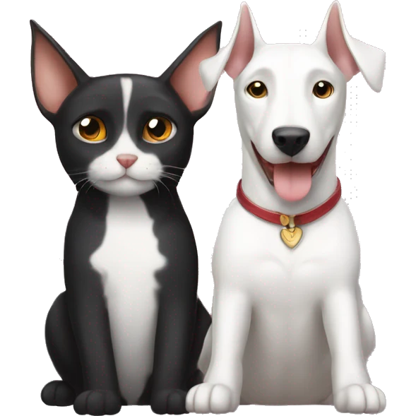 White cat and Doberman in love emoji