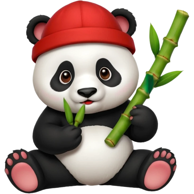 panda wearing red cap with bamboo emoji