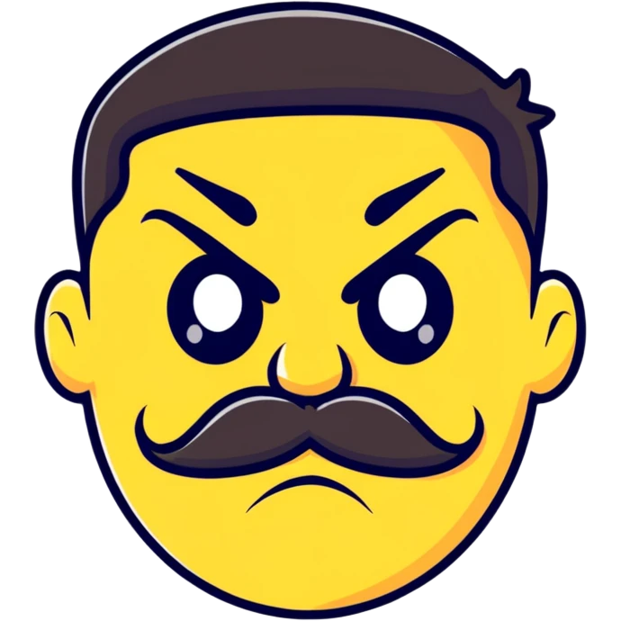 angry face with mustache emoji