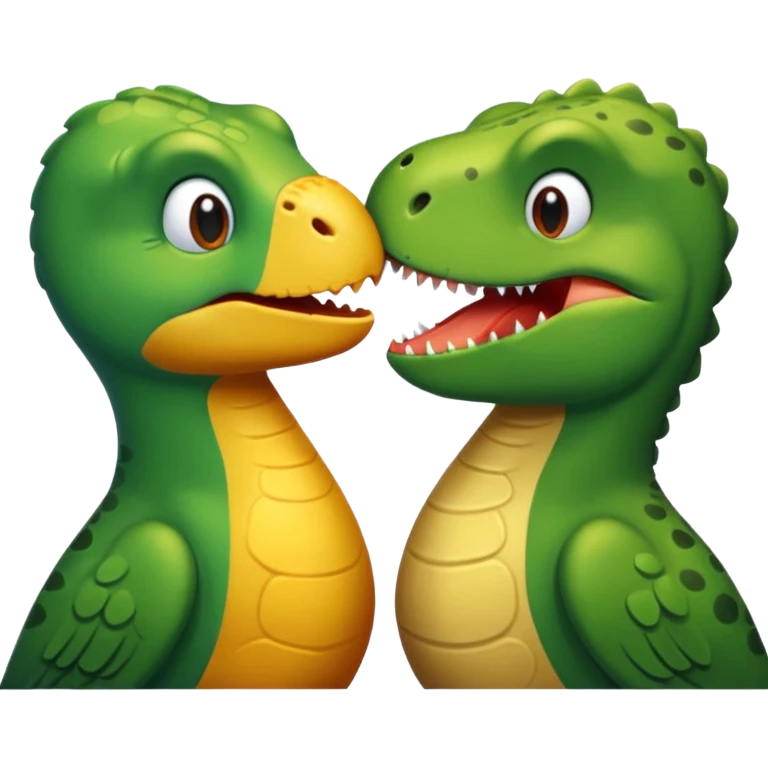 A bird kiss a trex emoji