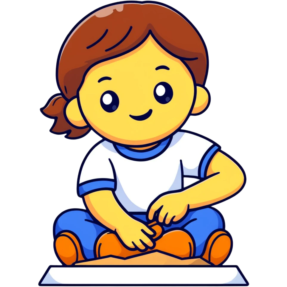 child playing with modeling clay emoji